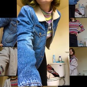 sherpa collar denim jacket AÉROPOSTALE